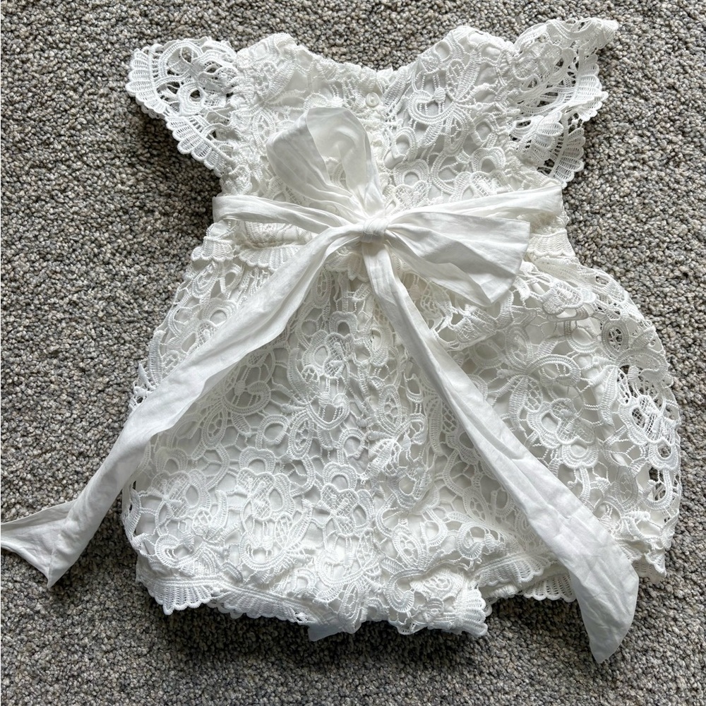 Baby Beau & Belle Lola Lace Bubble Romper Christening Baptism Heirloom White 9M - Picture 4 of 8